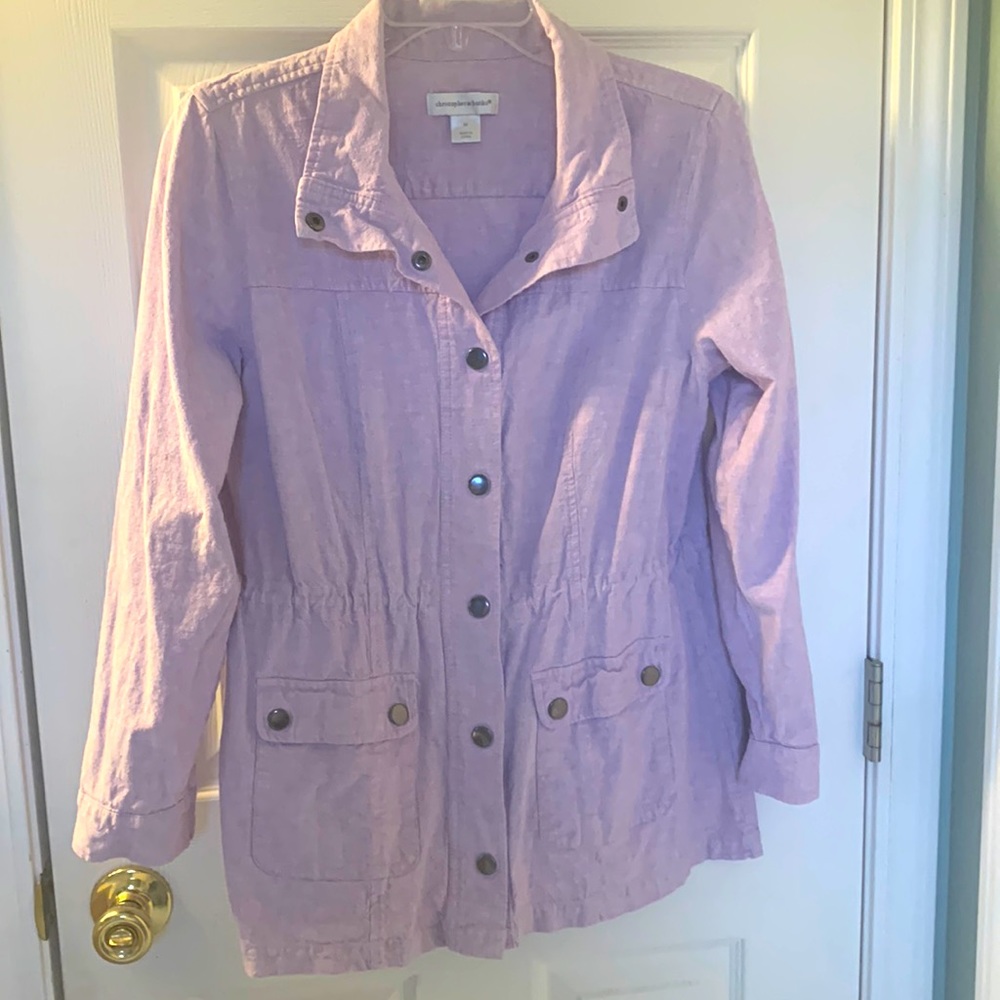 Christopher & Banks light purple linen/cotton blend jacket Size Medium